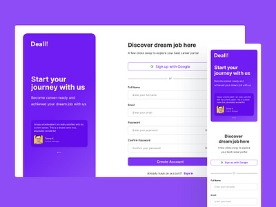 Redesign Concept for the 'Deall!' Registration Page dailyui design designer figma graphic design interface landing page login page register page ui ui design uiux user experience user interface ux ux design uxui web design web designer web page