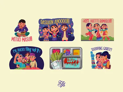 Nepal Dahain Viber Stickers branding communication concept design digital arts illustration stickers style ui vector viber