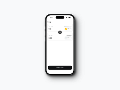 Swap Module(App) app app design clean coinbase crypto crypto currency dashboard desktop eth btc finance fintory gas fee light dark ui slippage stocks swap swap modules popup modal ui user interface ux