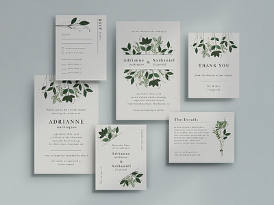 Wedding / Pressed Greenery graphic design invitation design wedding