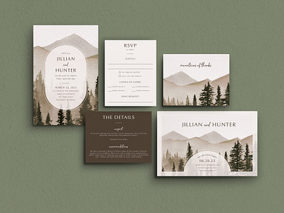 Wedding / Mountains graphic design invitation design rustic wedding