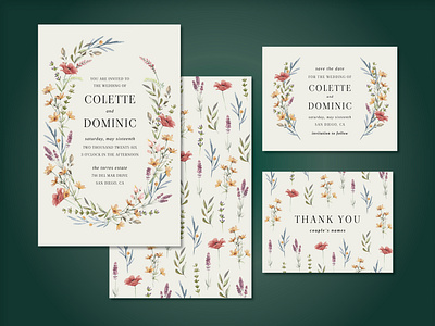 Wedding / Wildflower Wreath graphic design illustration invitation design watercolor wedding