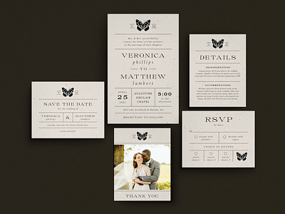 Wedding / Letterpress Butterfly graphic design invitation design wedding