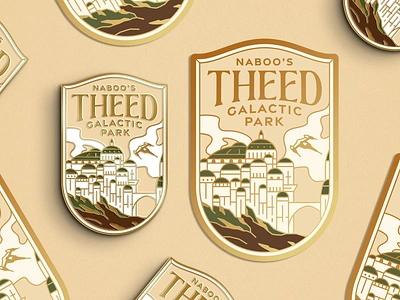 Naboo's Theed Galactic Park badge crest disney disney parks disney world enamel pin illustration landscape naboo national park outdoors patch phantom menace planet postcard shield star wars sticker travel type design