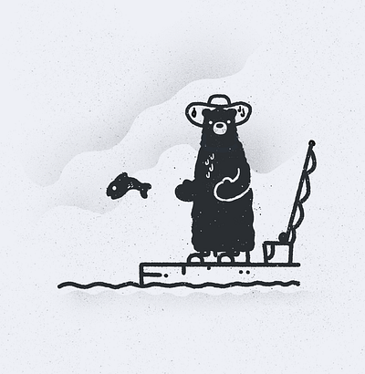 Catch and Release bear catch and release fish fisherman fishing fishing pole illustration let go letting go outdoors procreate