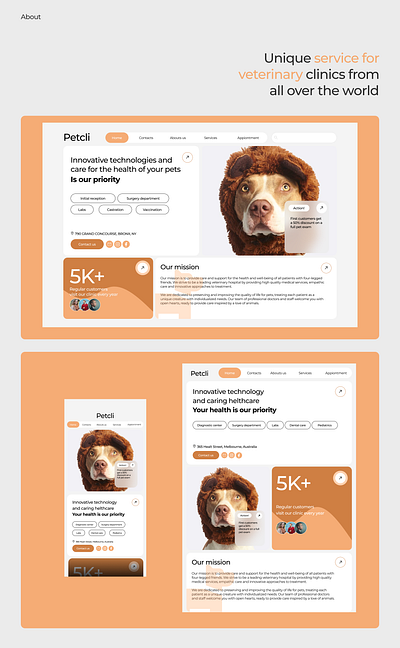 Veterinary clinic concept app design branding graphic design ui ux uxui web web design