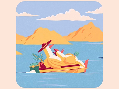 Chickens cruising the good life 🐓 2d 3d animation boat c4d chicken cinema4d cruise flat illustration