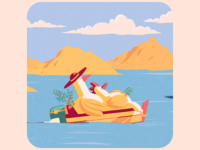 Chickens cruising the good life 🐓 2d 3d animation boat c4d chicken cinema4d cruise flat illustration