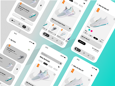 E-Shoes Nike App animation beginner graphic design illustrations nike uidesign