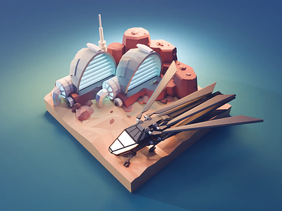 Dune Tutorial 3d blender diorama illustration isometric lowpoly process render tutorial