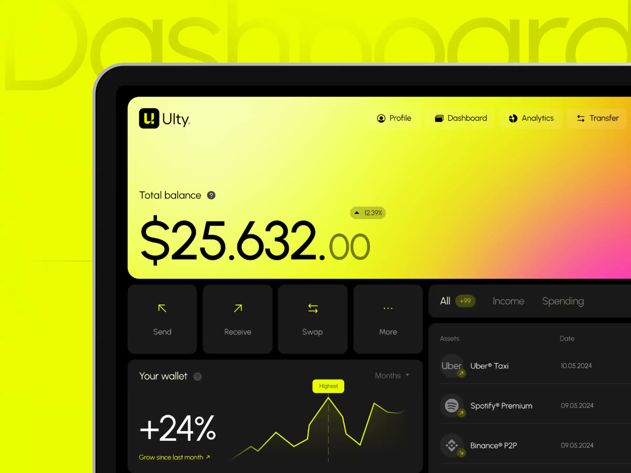 Example of Fin Tech Dashboard & Crypto UI/UX