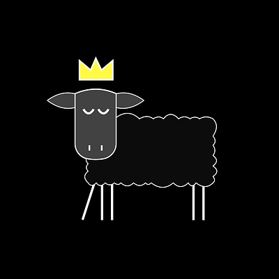 Black five-legged sheep design illustration illustrator sheep