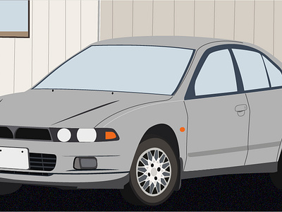 Four-door Sedan Parked in a Carport adobe illustrator four door car illustration parked car sedan vector illustration vehicle