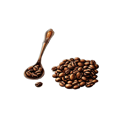 Coffee Beans with a Spoon beans classic clip art coffee coffee beans elegant illustration old retro spoon vintage