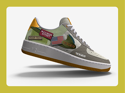 CUSTOM Nike AF1 branding custom nike airforce 1 custom sneakers design digital bank fintech military niche nike nike af1 nymbus nymbus labs olive green patches pattern product design roger sneakerheads swag