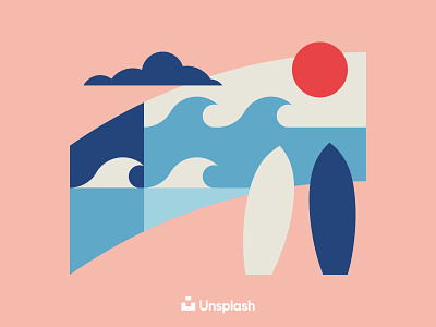 Unsplash+ illustrations beach holiday illustration sea summer surf wave