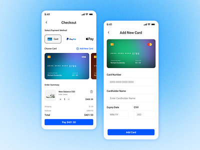 Credit card checkout add card add new card card design checkout credit card credit card checkout mobile app mobile design pay payment payment method ui design ux design