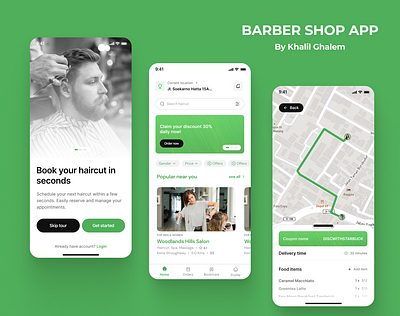 Barber Shop App UI/UX: Streamlining Style with Elegance appdesign barbershopapp designprocess digitalproductdesign interactiondesign mobileapp ui uiuxdesign userexperience userinterface ux visualdesign