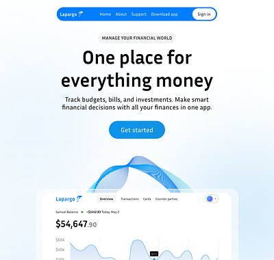 website for Lapargo - a money app 3d animation motion graphics ui