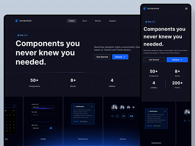 Reablocks Landing Page clean code community components dashboard design free github landing page reablocks react tailwind ui ux website