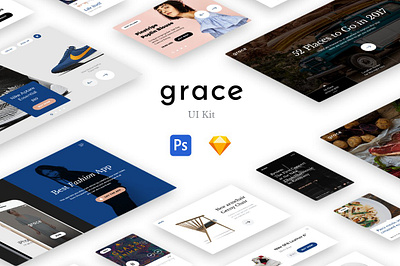 Grace UI Kit blog clean ecommerce grace ui kit layouts magazine minimal modern simple styleguide ui web webdesign webkit website