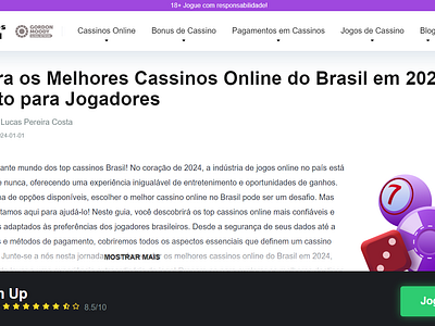 Minimalismo e Conveniência na Página Inicial do CassinosNoBrasil branding ui