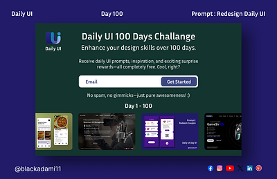 Daily UI, Day 100, Redesign Daily UI. branding dailyui dailyui100 design designchallenge illustration interfacedesign ui uidesign userexperience
