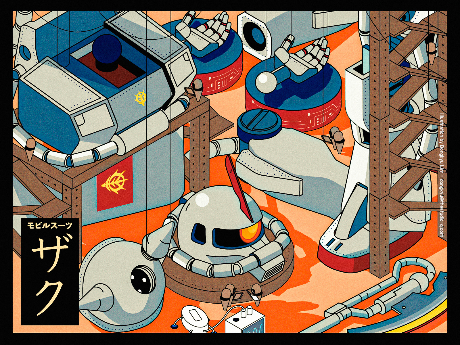 MS-06 ZAKU - maintenance cartoon gundam series gunpla illustration isometric isometric illustration japanese animation zaku