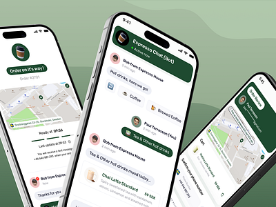 Espresso House · Live Order Chatbot · Product Design & UX/UI chat flow chatbot design espresso house mobile mobile application product design ui ux ux flow