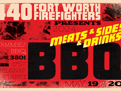 BBQ Poster barbecue bbq black bold firefighter graphic design poster design red yellow