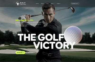 Golf Website Landing Page Design branding design golf graphic design hero section illustration landing page logo typography ui ux vector webiste