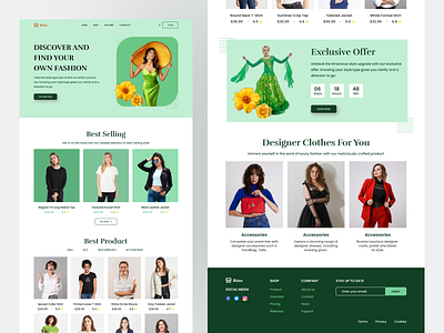 Rino - Fashion landing page design 2 animation branding design exclusivedeals explorefashion fashionforward figma graphic design landing page lookbook onlineshopping styleinspiration templete ui ux website