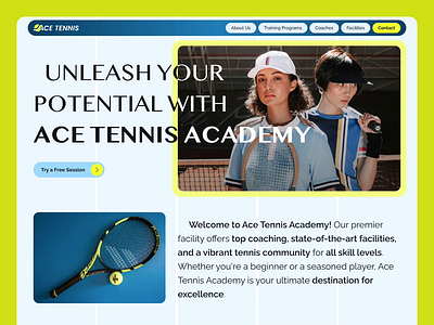 Ace Tennis Academy Landing Page Concept academy animation landing loadinganimation logo sport tennis ui web