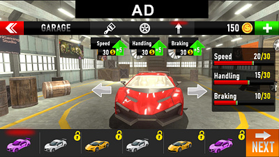 Car Racing Game UI 2d 3d branding game design graphic design ui