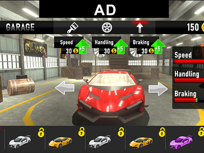 Car Racing Game UI 2d 3d branding game design graphic design ui