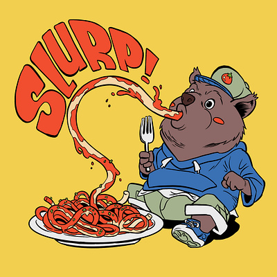 Slurp Bear branding cartoon character graphic design italian logo mascot motion graphics spaghetti