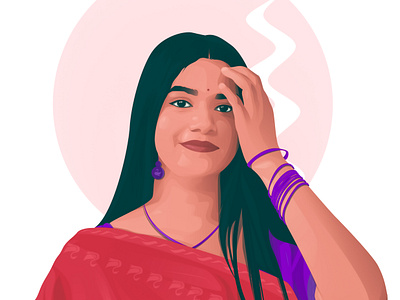 Portrait illustration 2d adobeillustrator beautiful bengali bengaligirl design faceportrait girl gradient graphic design hair illustration portrait redsharee saree vector vectorillustration