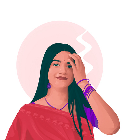 Portrait illustration 2d adobeillustrator beautiful bengali bengaligirl design faceportrait girl gradient graphic design hair illustration portrait redsharee saree vector vectorillustration