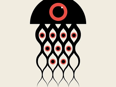 So Jelly animation black eyes geometric ill illustration jellyfish motion graphics red