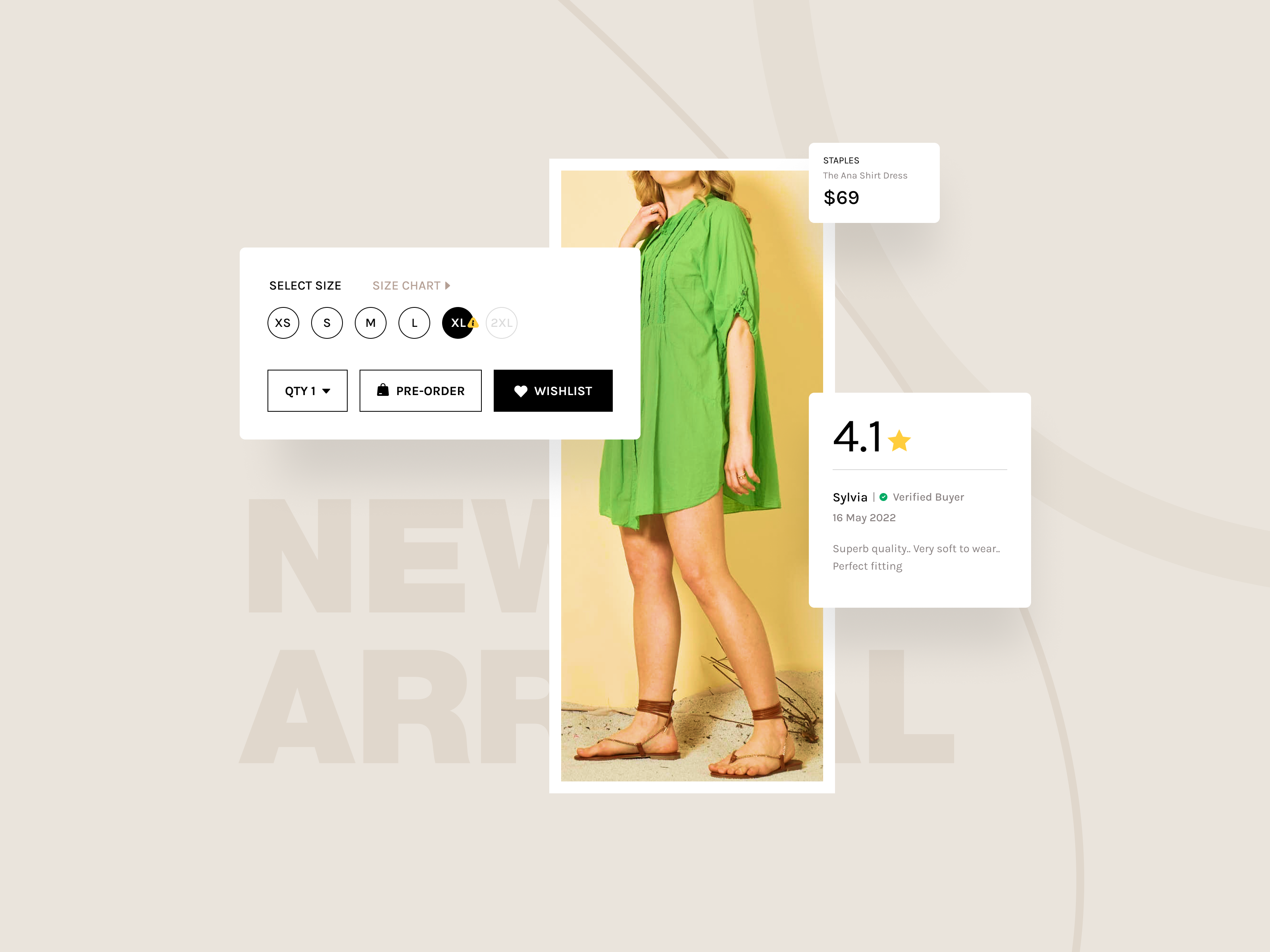 E-Commerce UI Elements button cart clean ui clothing cta design e commerce ui fashion interface responsive design size interface ui ui elements uiux ux web web design web interface
