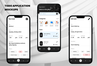 TODO APPLICATION mobile app todo mockups todo application design todo list