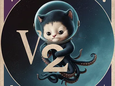 Codespactocat cat codespaces cosmos illustration octocat space v2