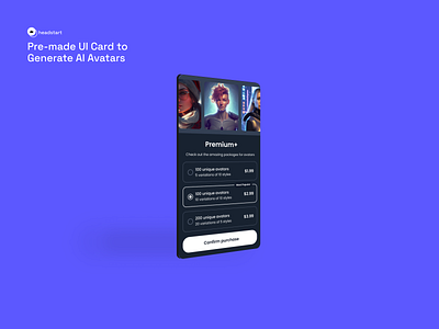 UI Card to Purchase AI-Generated Avatars ai artificial intelligence figma gen ai generative ai mobile app ui ui card ui design ui kit uiux ux ux design