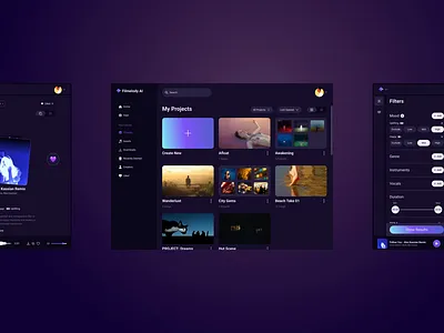 Filmelody AI - Screens ai design figma interface music prototyping ui ux web web design wireframes