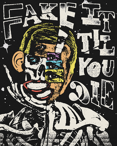 Impostor Syndrome grunge illustration photoshop post punk punk skeleton skull vintage