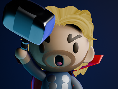 Mjolner - Hammer of Thor 3d blender blonde cape character design hammer hero mjolner modeling night red thor thunder