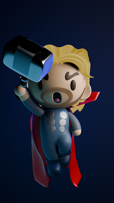 Mjolner - Hammer of Thor 3d blender blonde cape character design hammer hero mjolner modeling night red thor thunder