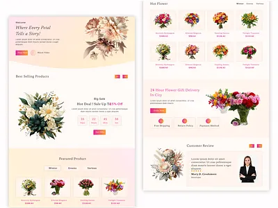 Flower Gift Shop blog psd design landing page psd template psd templates template ui