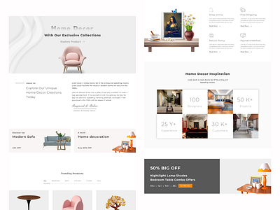 Home Decor Landing Page blog psd branding design landing page psd template psd templates template ui