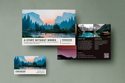 Photographer Band Identity Set branding business card graphic design landscape marketing mountains photography post card simple